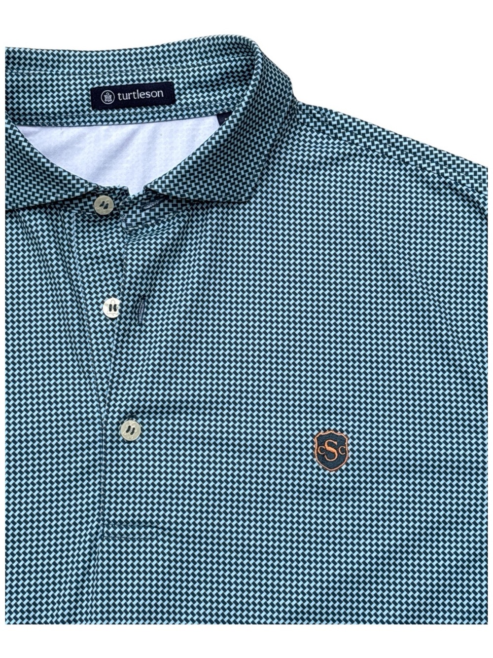 Turtleson Geometric AOP Check Performance Golf Polo L